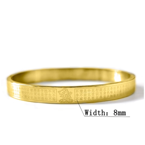 Chinese Style Stainless Steel Heart Sutra Bangle Bracelet Retro Engraved Zodiac Guardian Buddha Mantra Cuff Jewelry Gift