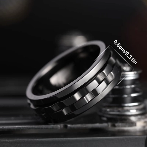 Anillo de Engranaje Giratorio de Acero Inoxidable para Hombre Alivio de la Ansiedad Estilo Punk Industrial Anillo de Descompresión Joyería