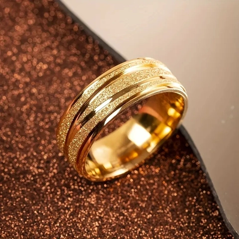 Minimalistisch Mattiert Gold Titanstahl Ring Für Damen Hochwertige Edelstahl Bandring Mode OL Pendeln Schmuck