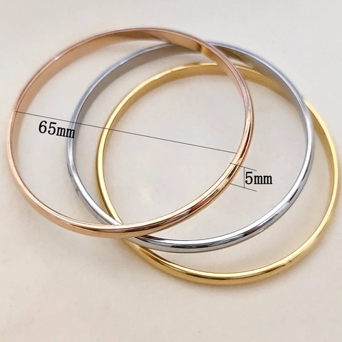 Brazalete Minimalista de Acero Inoxidable para Mujer Joyería Pulida Lisa Curvada Oro Plata Oro Rosa Regalo