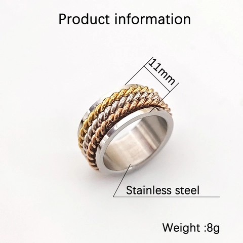 Edelstahl Spinner Ring Für Damen Anti Angst Stressabbau Dreifarbig Geflochten Twist Band Breiter Fingertip Ring Schmuck