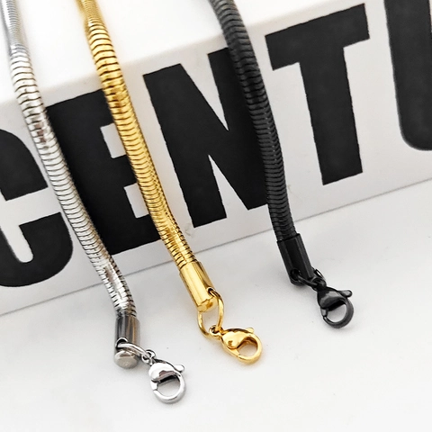 Pulsera Hip Hop para Hombre de Acero Inoxidable Cadena de Cuerda Serpiente Eslabones Pulsera de Metal Oro Plata Negro Joyería