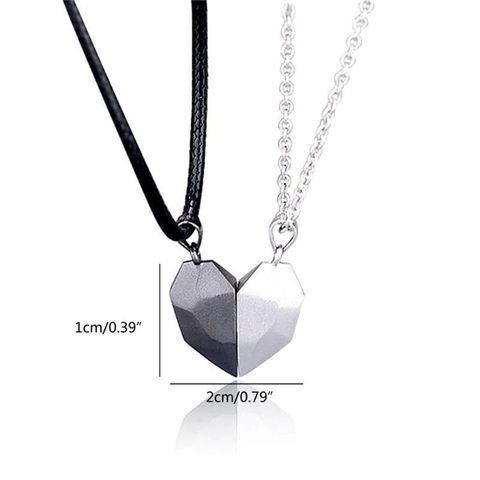 Magnetische Paar Halskette Herzförmige Geometrische Facette Legierung Spleißen Passender Anhänger Für Liebhaber Schmuck