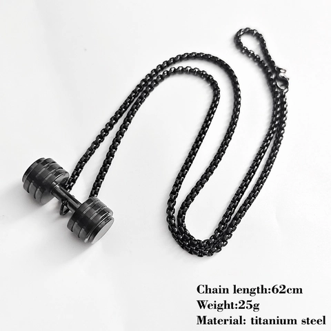 Fitness Dumbbell Pendant Necklace Titanium Steel Barbell Weightlifting Jewelry For Men Women Sporty Style Accessory