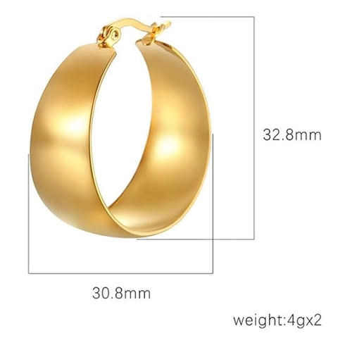 Minimalist Stainless Steel Chunky Hoop Earrings For Women 18K Gold Silver Plated Wide Geometric Fashion Jewelry Gift