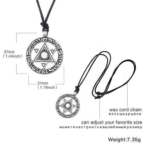 Vintage Stainless Steel Star of David Pendant Necklace For Women Men Hebrew Rune Antique Silver Turquoise Inlaid Religious Jewelry