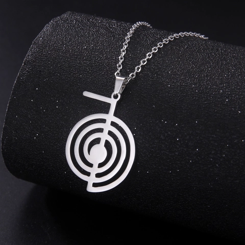 Cho Ku Rei Reiki Symbol Pendant Necklace Stainless Steel Spiritual Healing Geometric Jewelry For Men Women Gold Silver