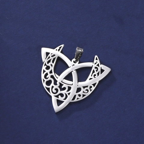 Stainless Steel Celtic Knot Crescent Moon Hollow Pendant Only Without Chain For DIY Jewelry Making Mystical Charm For Women