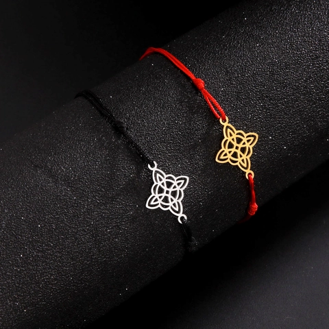 Edelstahl Keltischer Knoten Hexenknoten Verstellbares Geflochtenes Seilarmband Schutzamulett Schmuck Für Damen Herren Geschenk