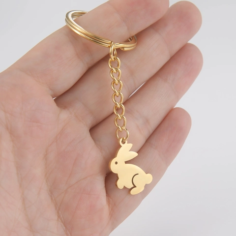 Portachiavi con Ciondolo a Forma di Coniglio Carino in Acciaio Inossidabile Accessori per Anelli Chiavi in Metallo Minimalisti alla Moda per Chiavi Auto Zaino Regalo
