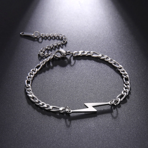 Roestvrij Stalen Figaro Ketting Bliksem Hanger Enkelbandje Armband Voor Dames Minimalistische Verstelbare Strand Been Sieraden Cadeau