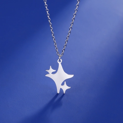 Minimalistische Roestvrijstalen Ster Hanger Halsketting Voor Vrouwen Glinsterende Vierpuntige Ster Sleutelbeenketting Sieraden Huwelijkscadeau