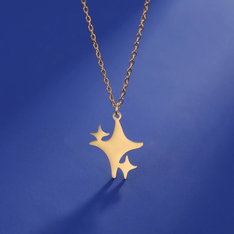 Minimalistische Roestvrijstalen Ster Hanger Halsketting Voor Vrouwen Glinsterende Vierpuntige Ster Sleutelbeenketting Sieraden Huwelijkscadeau