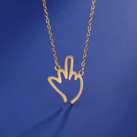 Halskette Aus Edelstahl Mit Hohlem Mittelfinger Geste Anhänger Hip Hop Punk Schmuck Für Damen Herren Gold Silber Plattiert Streetwear