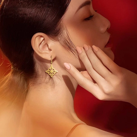 Celtic Witch Knot Jewelry Stainless Steel Necklace Earrings Ring Bracelet Hollow Geometric For Women Personality Gift