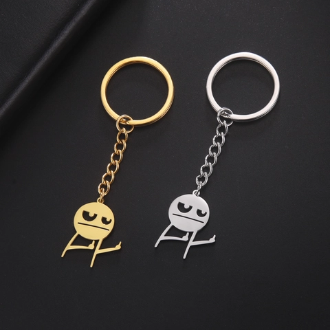 Grappige Stokfiguur Middelvinger Sleutelhanger Roestvrij Staal Minimalistische Meme Charm Voor Rugzak Autosleutel Cadeau