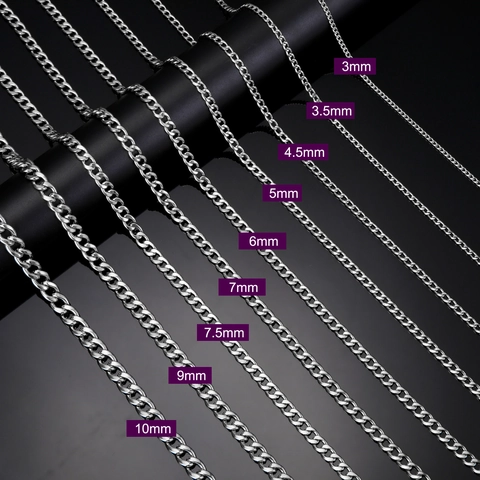 Stainless Steel Cuban Link Necklace For Men Women Classic Punk Wide Metal Curb Chain Jewelry Gold Silver Color Necklace