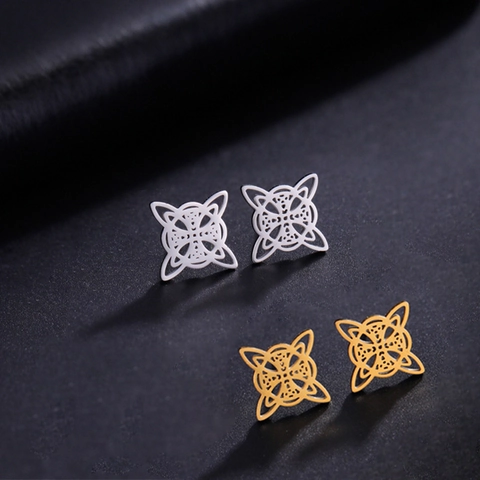 Vintage Edelstahl Keltischer Knoten Ohrstecker Hexenknoten Hohl Geometrische Ohrstecker Für Damen Mädchen Schmuck Geschenk