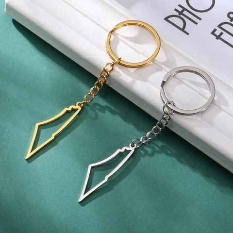 Stainless Steel Map Keychain Hollow Geographic Country Outline Pendant Fashion Metal Key Ring For Daily Travel Accessories