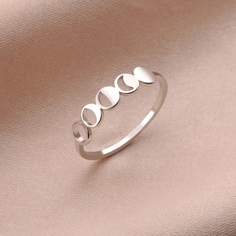 Minimalist Stainless Steel Moon Phase Ring For Women Girls Celestial Crescent Cycle Finger Ring Jewelry Birthday Gift