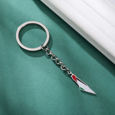 Llavero de Colgante de Mapa de Palestina Israel de Acero Inoxidable Aceite de Goteo Bandera de Color Llavero de Metal para Mujer Hombre Joyería de Moda