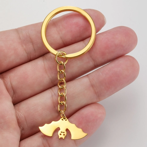 Portachiavi a Pipistrello in Acciaio Inossidabile Punk Ciondolo Gotico Animal Key Ring Holder per Borsa Auto Regalo