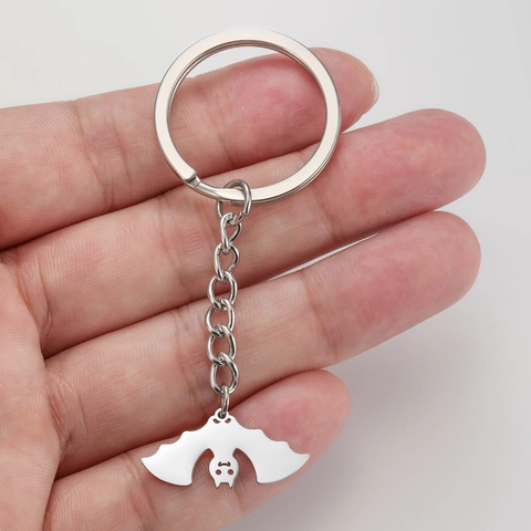 Portachiavi a Pipistrello in Acciaio Inossidabile Punk Ciondolo Gotico Animal Key Ring Holder per Borsa Auto Regalo