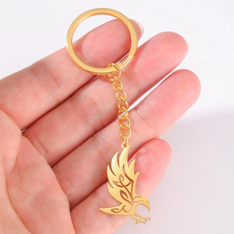 Portachiavi Vintage in Acciaio Inossidabile con Motivo Aquila Corvo Traforato per Uomo Donna Anello per Auto Gioielli Regalo Ciondolo Uccello Tribale