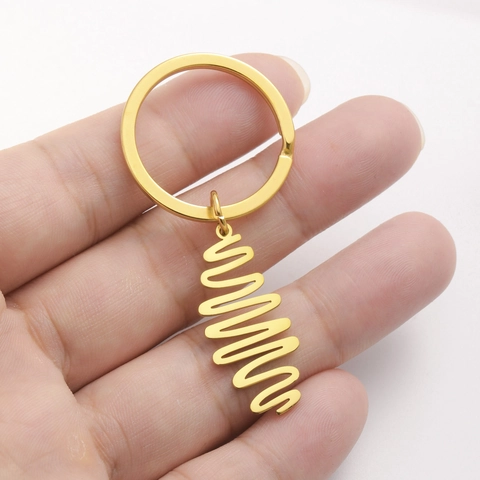 Llavero de Acero Inoxidable Minimalista Colgante de Línea Zigzag Espiral Geométrica Joyería de Moda Moderna Regalo para Mujeres Hombres