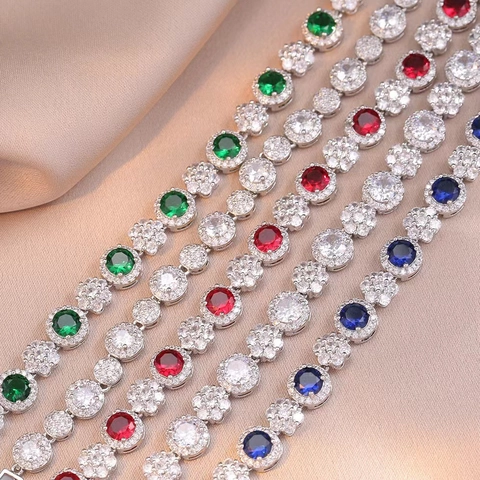 Luxus Versilbert Zirkonia Tennis Armband Für Damen Elegant Geometrisch Smaragdschliff Kristall Hochzeit Party Schmuck Armband