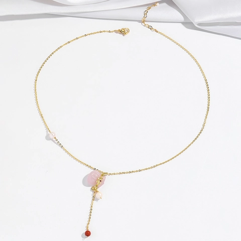 Vintage Natürliche Barockperlenkette Titanstahl Vergoldet Nische Minimalistische Halskette Im Chinesischen Stil Mit Anhänger Für Damen Schmuck