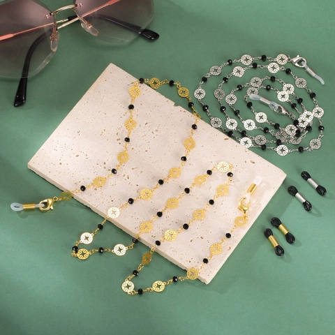 Cadena de Gafas para Mujer de Acero Inoxidable Estrella Calada Redonda Moda Antideslizante Cordón para Gafas Joyería