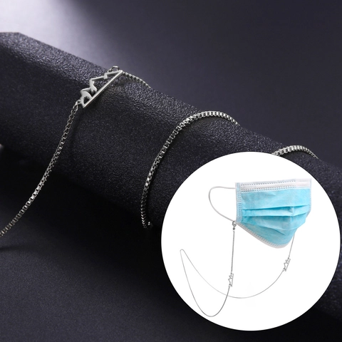Gafas De Sol Sin Montura Degradadas Con Cadena De Caja De Acero Inoxidable Colgante Montaña Hueca Para Mujer