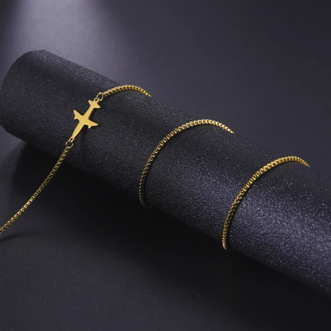 304 Roestvrij Staal Box Ketting Brillenketting Met Vliegtuig Hanger Mode Maskerkoord Antislip Brillenhouder Voor Vrouwen