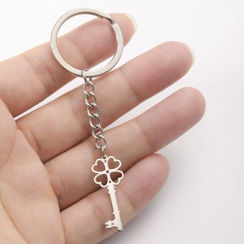Fashion Stainless Steel Four Leaf Clover Key Keychain For Women Lucky Clover Shape Key Ring Pendant Bag Charm Jewelry Gift