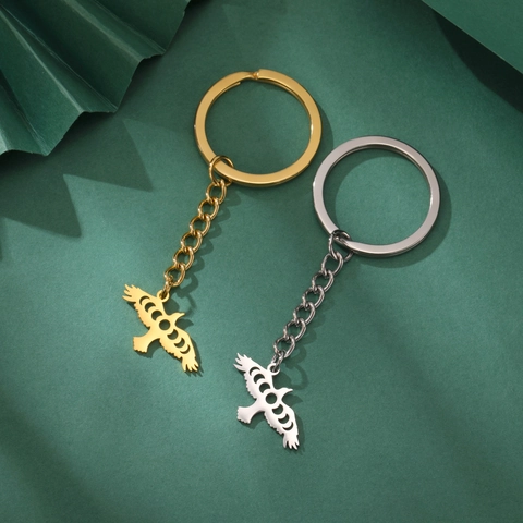 Llavero con Colgante de Águila de Acero Inoxidable con Diseño Calado de Fase Lunar para Hombres Mujeres Joyería de Regalo