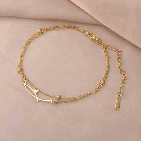 Minimalist 304 Stainless Steel Fish Shark Pendant Bracelet For Women Men Unisex Woven Red String Layered Chain Jewelry Gift