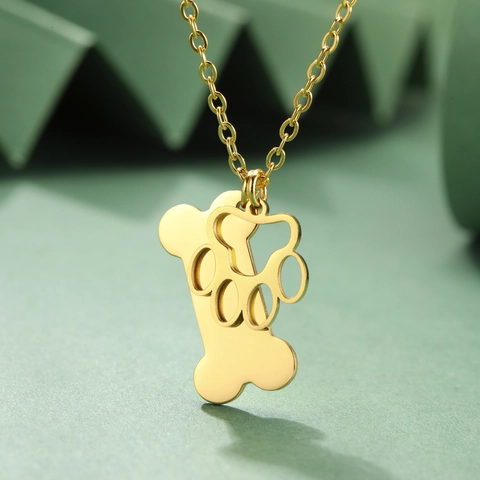 Schattige Hond Kat Poot Bot Hanger Ketting Voor Vrouwen Roestvrij Staal Goud Zilver Huisdierliefhebber Mode Sieraden Cadeau