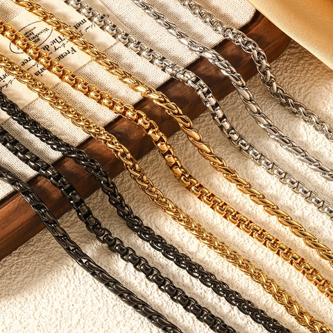 Stainless Steel Dragon Bone Wheat Box Twisted Chain Bracelet For Men Women Industrial Hip Hop Jewelry Gold Silver Black