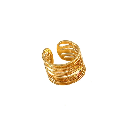 Anello Aperto a Fiore in Acciaio Inossidabile Placcato Oro 18K Regolabile Anello Stella Marina Conchiglia Donna Gioielli