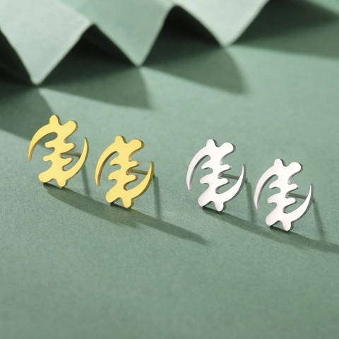 Ethnischer Gye Nyame Adinkra Symbol Ohrstecker 304 Edelstahl Hohl Westafrikanische Kultur Schmuck Für Damen Herren