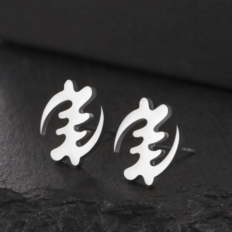 Ethnischer Gye Nyame Adinkra Symbol Ohrstecker 304 Edelstahl Hohl Westafrikanische Kultur Schmuck Für Damen Herren