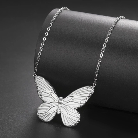 Damen Edelstahl Schmetterling Anhänger Halskette Hochwertige 18K Gold Silber Plattiert Quaste Choker Mode Schmuck Geschenk