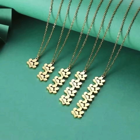 Gepersonaliseerde Naam Poot Hanger Halsketting Roestvrij Staal Gegraveerd Huisdier Herdenking Hond Kat Klauw Sieraden Voor Dames Cadeau