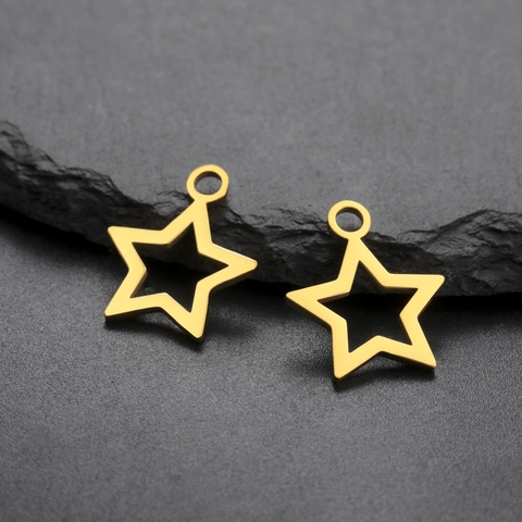 Stainless Steel DIY Pendants Sun Star Heart Maple Leaf Flower Round Cloud Monstera Charms For Jewelry Making Gold Plated