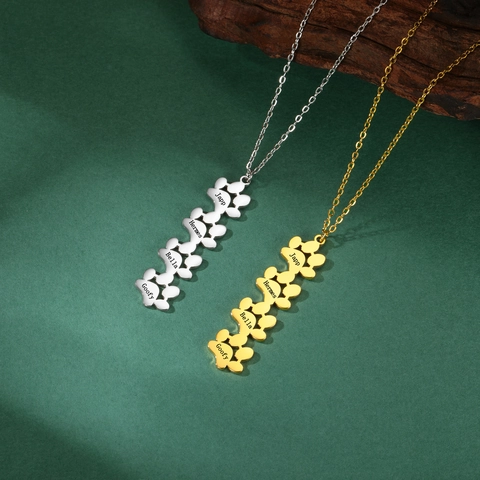 Gepersonaliseerde Naam Poot Hanger Halsketting Roestvrij Staal Gegraveerd Huisdier Herdenking Hond Kat Klauw Sieraden Voor Dames Cadeau