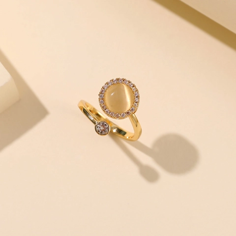 Rotierender Stressabbau Kupferring Für Damen Verstellbare Öffnung Zirkonia Sonnenblume Blume Geometrischer Modeschmuck Geschenk