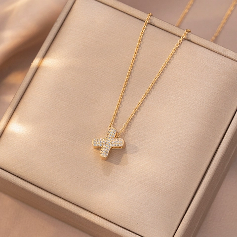 Mode 26 Englischer Anfangsbuchstabe Zirkonia Anhänger Halskette Vergoldet Edelstahlkette Schmuck Für Damen Geschenk