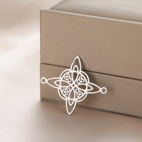 Stainless Steel Celtic Witch Knot Pendants For DIY Jewelry Making 18K Gold Plated Hollow Geometric Mandala Charm Jewelry