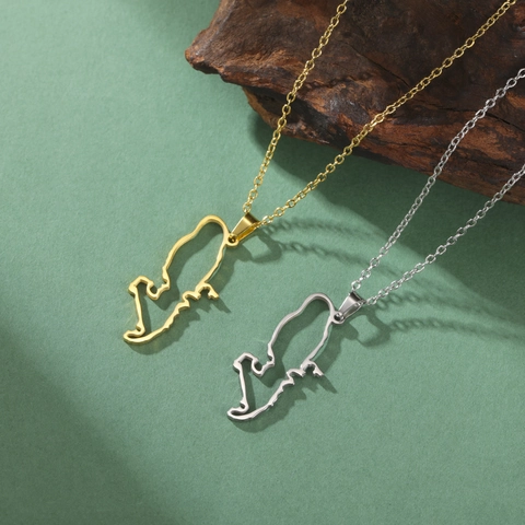 Edelstahl Venezuela Martinique Karte Hohl Herz Anhänger Halskette Gold Silber Minimalistischer Reiseschmuck Für Damen Herren